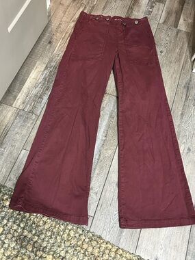 Anthropologie The Jane High Waisted Wide Leg Pilcro Maroon Burgundy Pants